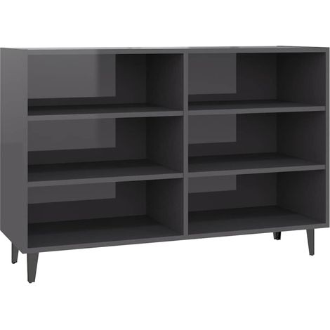 Sideboard/Anrichte/Buffet Hochglanz-Grau 103,5x35x70 cm Holzwerkstoff LXWW450203 (1/5)