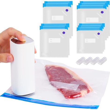 10 PCS Sac Sous-vide Réutilisables Sacs de Conservation Sacs Sous-vide Alimentaires Sac Congelation Sac Stockage pour Fruits Viande Pain avec Clip d'étanchéité avec Pompe Electrique (1/4)