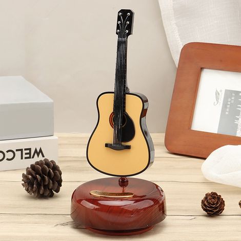 Boîte à Musique - Guitare Rotative - Mécanisme À Remontage - Décoration Intérieure Bureau Maison - Cadeau Anniversaire Enfant Adulte - 1 Pièce (1/5)