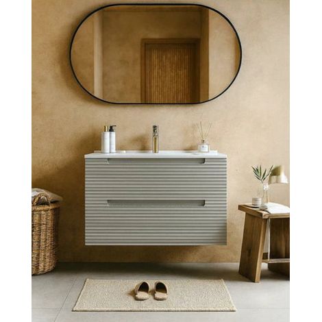 Mobile bagno clear grey 80x45 Mango con lavabo in ceramica lucida (1/5)