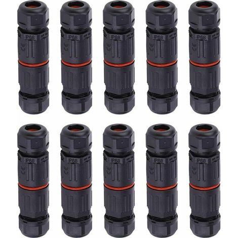 royaluxe -Fil électrique étanche, connect de câble extéri pour boîte de jonction étanche, 10PCS IP68 Connect de câble électrique étanche pour connect 3 broches prise de courant extérie (1/5)