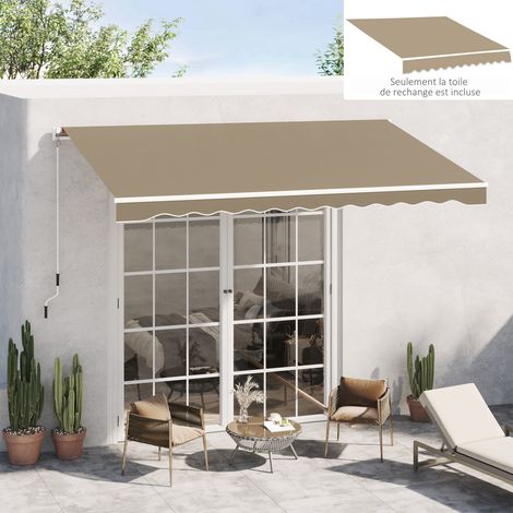 Tela de repuesto para toldo Outsunny - Cenefa Soft Waves - Poliéster de alta densidad 280 g/m² resistente a los rayos UV, Dimensiones: 3,82 m de largo x 2,4 m de ancho (proyección), Beige