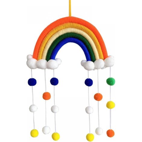 Suspension Murale Arc-En-Ciel - Coton Tissé À La Main - Décoration Chambre Enfant Jouet - 50 x 26 cm - 1 Pièce (1/2)