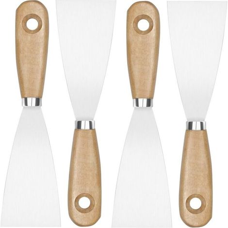 Accessoires pour pistolet à air chaud, Spatule Enduit, 4Pcs Grattoirs à Peinture avec Manche en Bois, Couteaux à peindre pour Papier Peint et Murs (1/5)