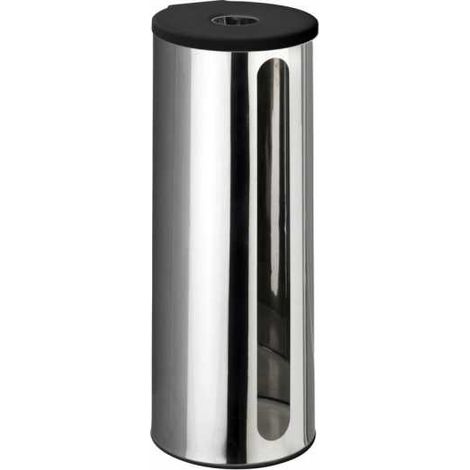 WENKO Porta carta igienica Detroit, porta rotoli da muro senza foratura Turbo-Loc®, capacità 3 rotoli, acciaio inossidabile, 13,5x36x14 cm, finitura lucida (1/5)