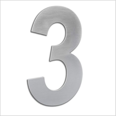 EVI Herrajes Numero civico esterno, portale o garage, 16 cm, acciaio inox AISI 304, installazione adesiva (numero 3) (0660160CPAM3), argento (1/4)