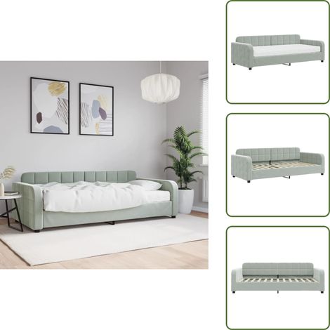 Sofá cama terciopelo - vidaXL Sofá cama con colchón terciopelo gris claro 90x200 cm - Sofá cama gris claro