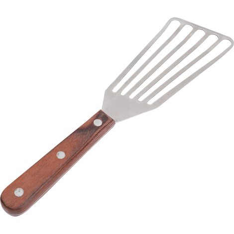 Spatola per pesce in acciaio inox per cucinare con manico in legno, girarrosto multifunzionale per barbecue S. (1/5)