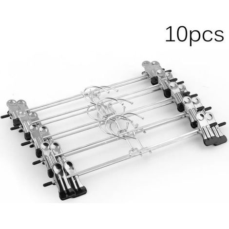 10Pcs Cintres Pantalon Clips Cintres en Métal pour Les Vêtements Rack (1/4)