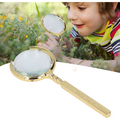 Loupe de Lecture Portative avec Poignée Métallique pour Carte et Journal, Idéal pour Seniors - Cadeau Doré (1/5)