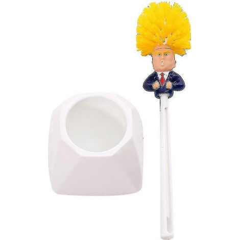 Donald Trump Toilettenbürste, Reinigung und Spaß, mit Halter, Geschenkset für Zuhause, weiß.