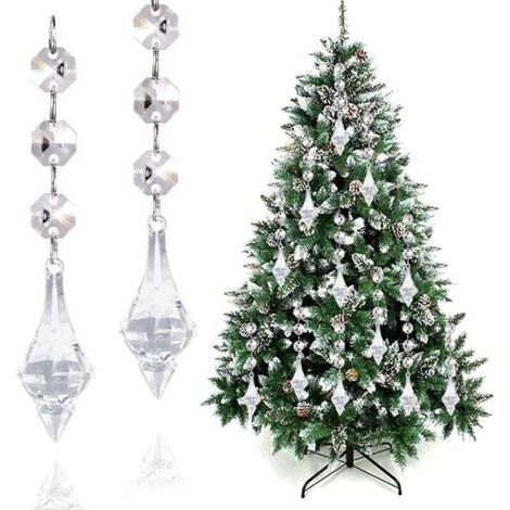 Set mit 30 transparenten Acryl-Anhängern zum Dekorieren Ihres Weihnachtsbaums, Kronleuchters oder Ihrer Festtagstafel.