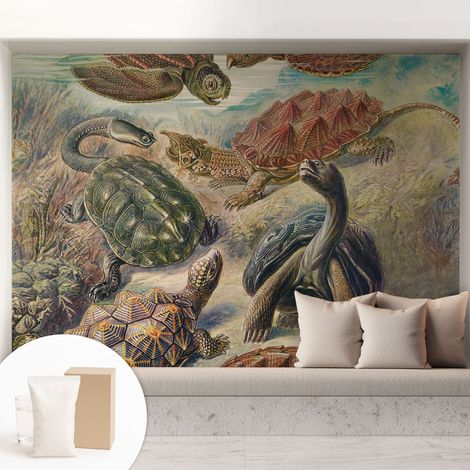 Tapete Vliestapete mit Kleber für Wohnzimmer Schlafzimmer Küche - Wanddekoration Schildkrötenfauna 208x146 cm (1/5)