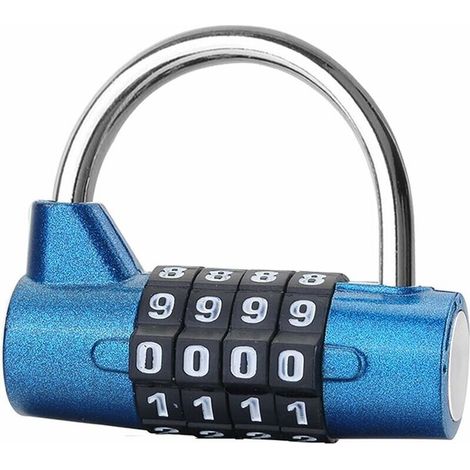 1Pièces Cadenas à Combinaison à 4 Digit Cadenas de Securite Sans Cle Cadenas Casier College Antivol pour Ecole, Gym, Casier Sport, Valise de Voyage, Boîte à outils, Vélos, Portail Exterieur Etc (bleu) (1/5)