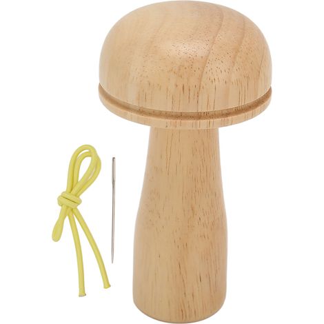Kit d'aiguille et de fil en bois détachable, aiguille et fil, pour tricot et broderie DIY en forme de champignon. Idéal pour patchwork.