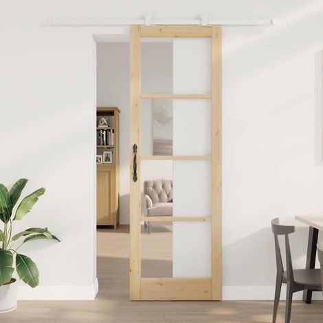 Puerta Deslizante ORKDAL Marrón 78 x 232 cm Madera y metal vidaXL
