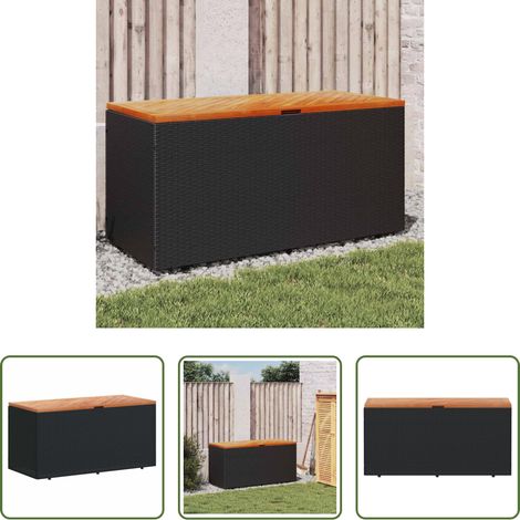 Terrassenmöbel - Gartentruhe Schwarz 110x50x54 cm Poly Rattan Akazienholz (1/5)