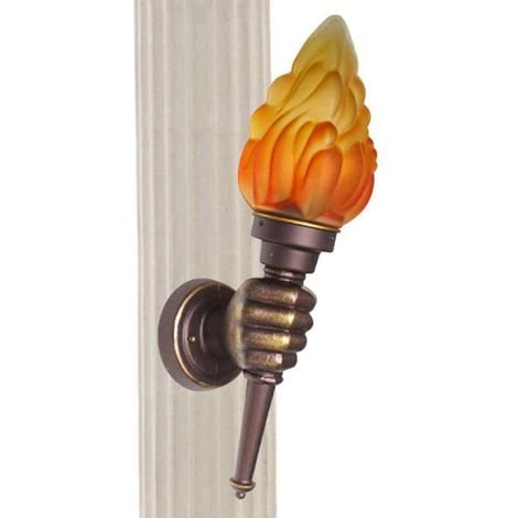 Wandfackel, kreative Handfackel mit Flamme, Leuchte mit fester Glasflamme, gerade (1/5)