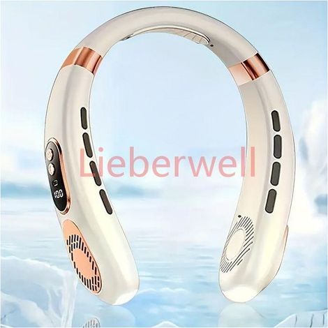 1pc Mini Portable USB Neck Fan, Rechargeable Wearable Cooling Fan for Home and Travel, White, Bladeless Quiet with LED Display, 6 Speeds, 8H Timer, 100ml Water Tank (1/4)