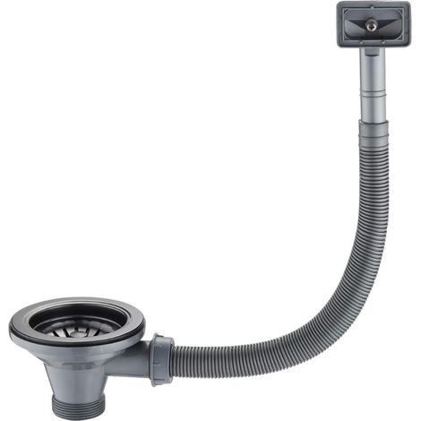 Bonde d'évier de cuisine en acier inoxydable avec trop-plein carré 114 mm (1/5)