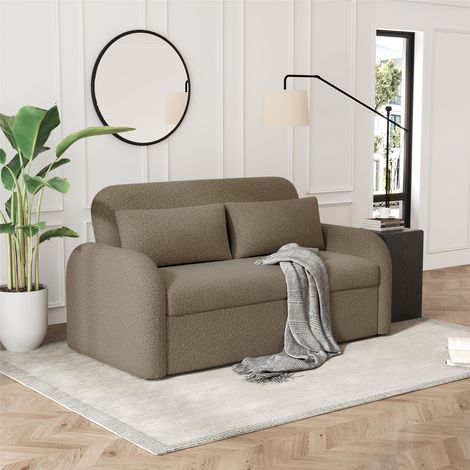 NOMA 2-Seater Boucle Pull Out Sofa Bed with Matching Cushions - Taupe