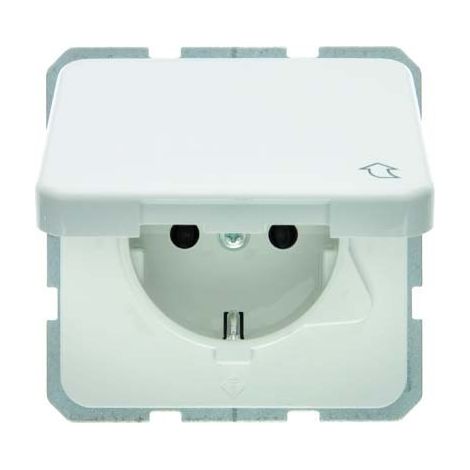 BERKER 471509 STECKDOSE SCHUKO MIT KLAPPDECKEL WG UP IP44 POLARWEIß, GLÄNZEND