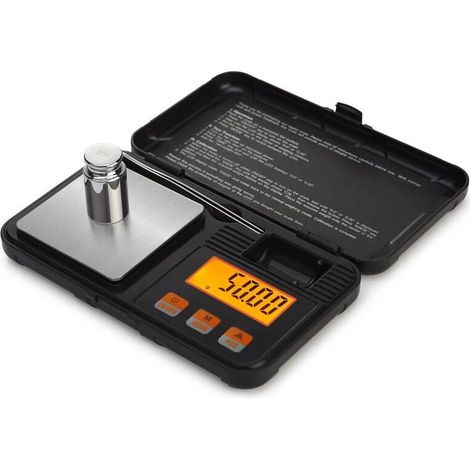 Bilancia da cucina, bilancia tascabile digitale da 50 g/0,001 g, bilancia alimentare di precisione da 0,001 g, con calibrazione del peso da 50 g, pinzette, funzione tara, LCD retroilluminato
