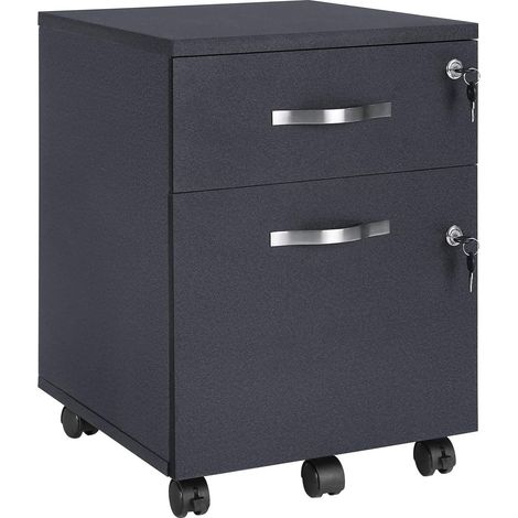 Cajonera de oficina cajonera de almacenamiento archivador armarios bajos 2 cajones 54,5 cm para carpetas colgantes negro 120000364 (1/3)