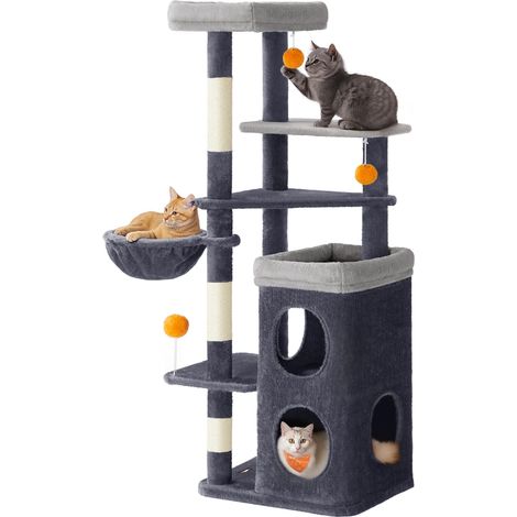 Arbre à Chat 150 cm de Haut, Tour de Jeux à Plusieurs Niveaux (1/5)