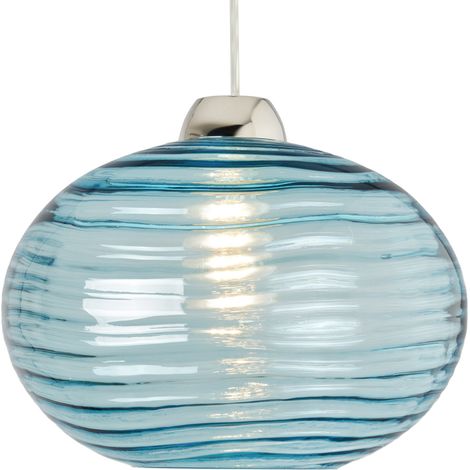Litecraft Nina Light Shade Ripple Glass Easy Fit Lampshade - Chrome, Blue Tinted