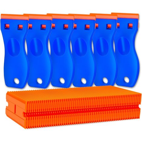 Multifunktionaler Kunststoffklingenschaber, blauer Klebstoffentferner, 6er-Set