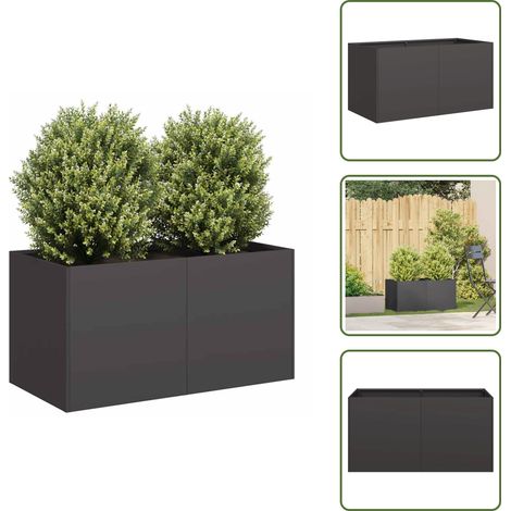 The Living Store Pflanzkübel Schwarz 80x40x40 cm Kaltgewalzter Stahl - Garten (1/5)