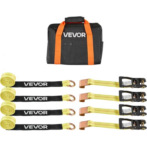 VEVOR Cinghie di Fissaggio per Ruote 50,8 x 3048 mm con Gancio Piatto Forza alla Trazione di 4540 kg Capacita di Carico di 1512 kg, Sistema di Tensionamento per Pneumatici, SUV Rimorchi, Gialla (1/5)