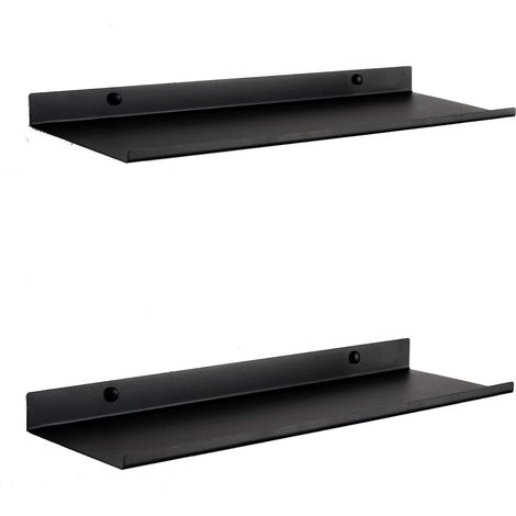 BEBUSINGOTO Schwarzes schwebendes Wandregal  2er-Set Wandregale aus Metall 50 cm  Regal für Badezimmer, Wohnzimmer, Küche, Schlafzimmer oder Büro (1/4)