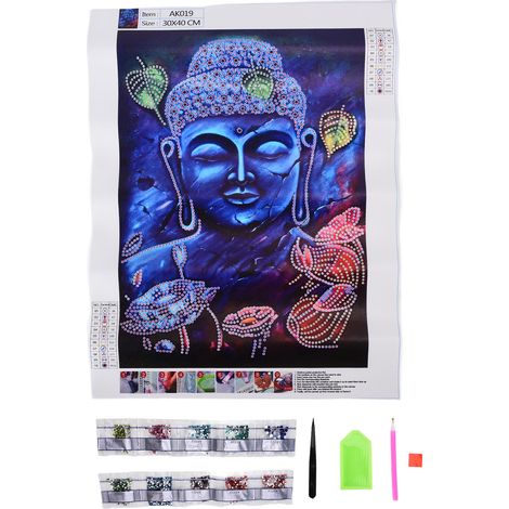 Peinture Diamant Bouddha Motif Décoratif DIY Tableau Mural Maison 30x40cm (1/5)
