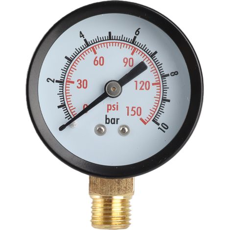 Vertikales Manometer aus legiertem Stahl und Messing zur Flüssigkeitsdruckmessung 0–10 bar 0–150 psi, G1/4-Zoll-Anschluss (1/5)