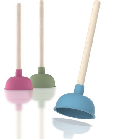 Ventouse colorée bleue pour toilettes bouchées, canalisation, lavabo, douche, pour un nettoyage sans produits chimiques, déboucheur de canalisations (1/5)