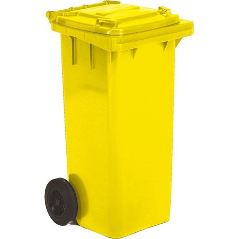 PROVOST - Poubelle roulante jaune Provost 120 L - 2 roues - Usage domestique et extérieur