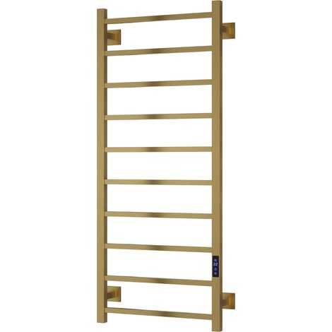 Reina Velino Electric Heated Towel Rail 1200mm H x 500mm W - Brushed Brass (1/4)