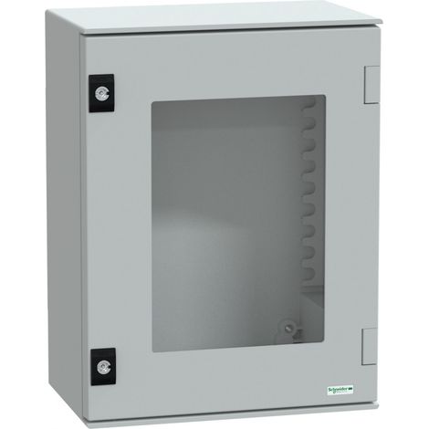 Thalassa PLM - Coffret polyester 430x330x200 - Porte vitrée - IP66 Ral 7035 (NSYPLM43TG) (1/2)