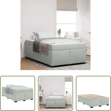 Matelas à ressorts ensachés -  Cadre de lit avec matelas Gris clair 120 x 190 cm tissu (1/5)
