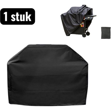 Housse de barbecue et de gril 130 cm en tissu Oxford 210D enduit imperméable résistante à la poussière pluie et aux UV pour cuisine extérieure couleur noire (1/5)