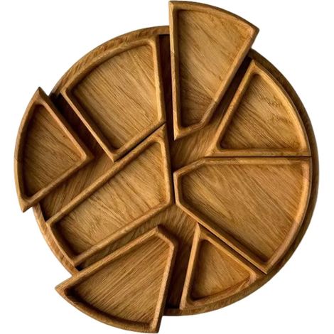 Plateau de service rond en bois, plateau de table pour amuse-gueules, entrées et desserts, planche à charcuterie décorative pour la présentation de vos plats (1/5)