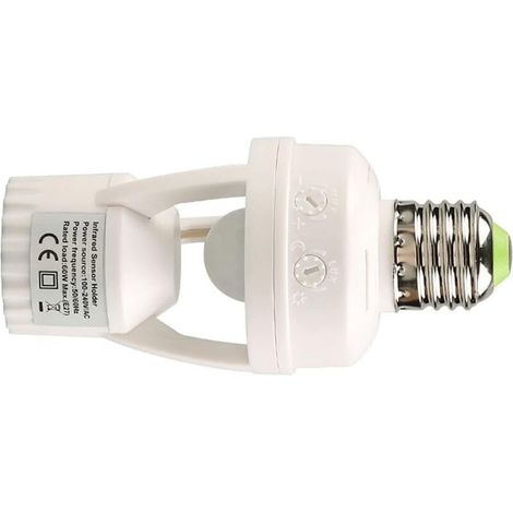 ille Detecteur De Mouvement, ille d'ampoule E27 avec Ampoule Detecteur De Mouvement E27 Délai de 10 à 300 Secondes 100-240 V Prise Detecteur De Mouvement,Éclairage intelligent pour la maison-D