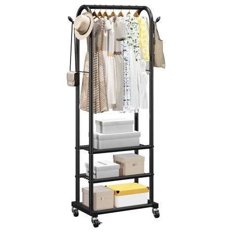 Portant à vêtements avec roulettes porte-manteau en acier carbone (1/5)