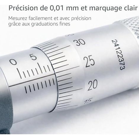 External Micrometer Metric 0-25mm Metallurgical Engineering and Automotive Mechanic Measuring Tool 401301 (1/4)