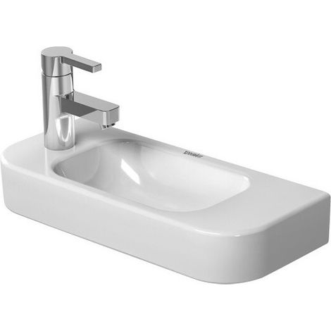 Lave-mains Duravit HAPPY D.2 sans trop pleinavec plage de robinettrie 500x220mm 1 trou de robinetterie blanc
