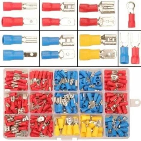 280 cosses à sertir, 15 types de cosses automobiles, assortiment de cosses mâles et femelles, cosses plates de 2,8 mm, 4,8 mm et 6,3 mm, kits de connecteurs électriques (1/3)