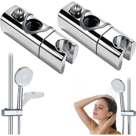 Lot de 2 Support de Pommeau de Douche Coulissant - Réglable en Hauteur et Angle 90° – Support Douche sans Percage Colonne de Douches Support de Douches – Matériau ABS – Maison, Voyage (1/5)