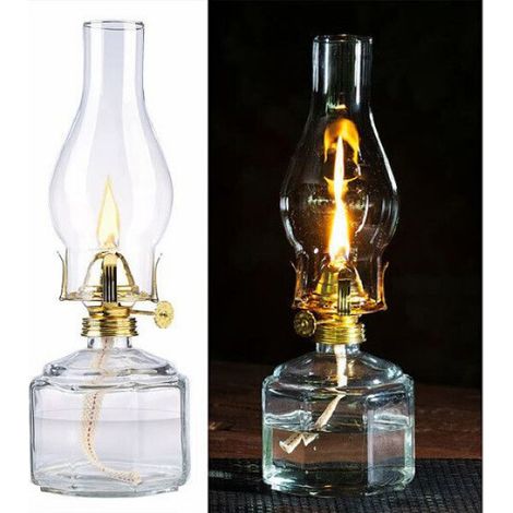 Lampe à pétrole - Tempête Verre 28 cm - Camping Terrasse Secours - 1 pièce (1/4)